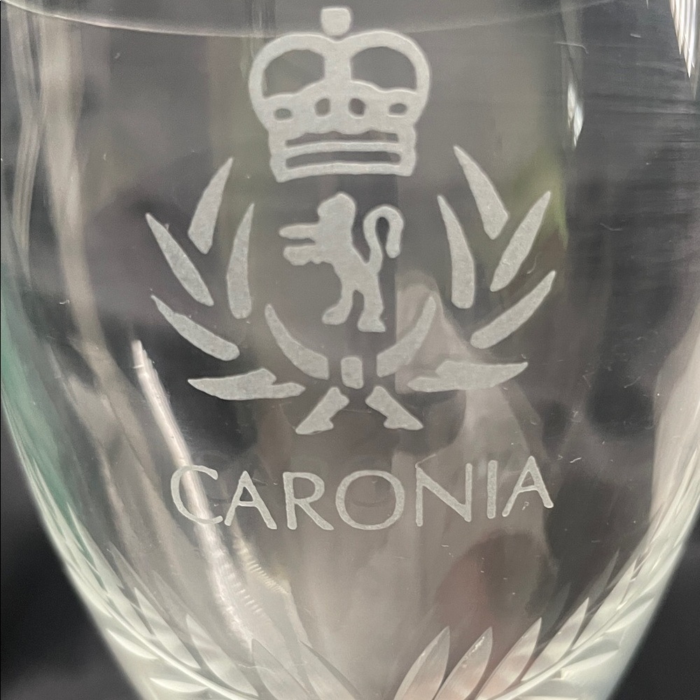 Burns Crystal hand crafted in Scotland wine glasses made for the Cunard Caronia
